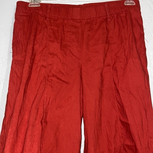 J Jill Linen Stretch Elasticized Waist Crop Wide Leg Pants Size Medium - Picture 2 of 8